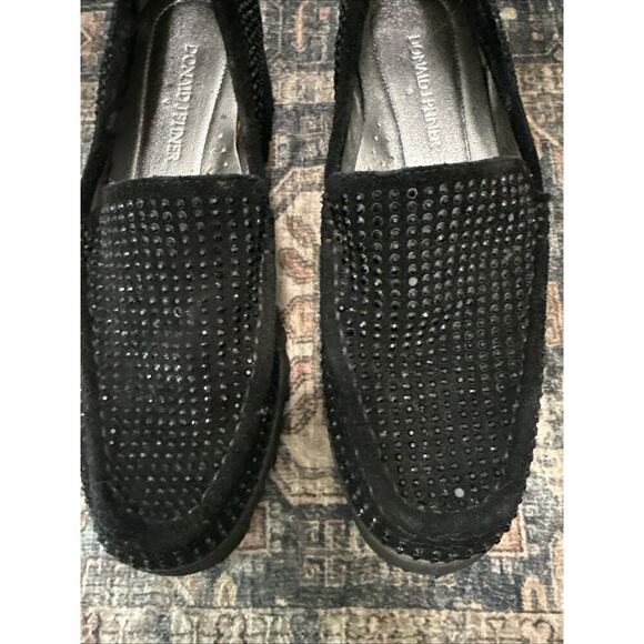 DONALD J PLINER Rio Rhinestone Beaded Blingy Suede Loafers Black Sz 6 New - Picture 2 of 6